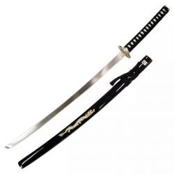 KATANA DECO LAME ACIER MOTIF DRAGON FOURREAU NOIR