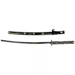 KATANA DECO LAME ACIER MOTIF DRAGON FOURREAU NOIR