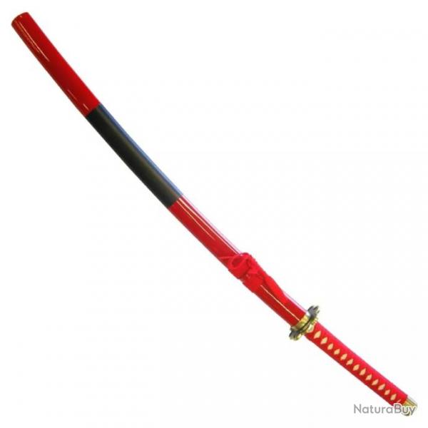 KATANA DECO LAME ACIER MOTIF ROUGE ET NOIR