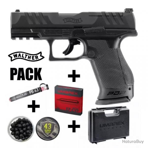 PACK PISTOLET WALTHER PDP COMPACT T4E CAL 0.43 NOIR DEFENSE