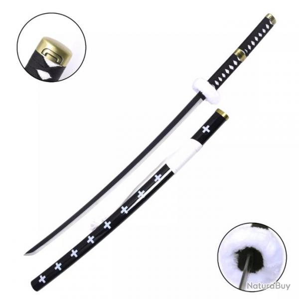 KATANA DECO LAME ACIER MOTIF ONE PIECE TRAFALGAR LAW BLANC