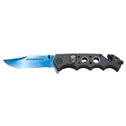 COUTEAU PLIANT TACTIQUE THIRD TETE DE MORT LAME BLEUE