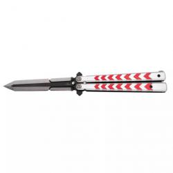 COUTEAU PAPILLON THIRD ROUGE MOTIF EPEE LAME 12CM