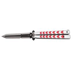 COUTEAU PAPILLON THIRD ROUGE MOTIF EPEE LAME 12CM