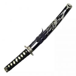 MINI KATANA DECO LAME ACIER MOTIFS JAPONAIS NOIR