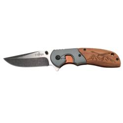 COUTEAU PLIANT THIRD BOIS MOTIF AIGLE ET ACIER LAME 9.6CM