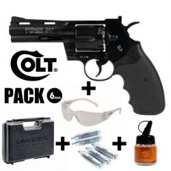 PACK REVOLVER COLT PYTHON 4" Noir - 6 mm BB - CO² 1.8J