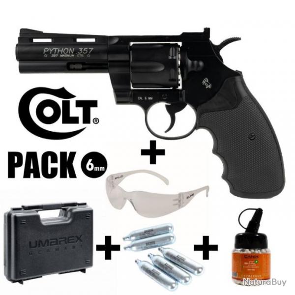 PACK REVOLVER COLT PYTHON 4" Noir - 6 mm BB - CO 1.8J