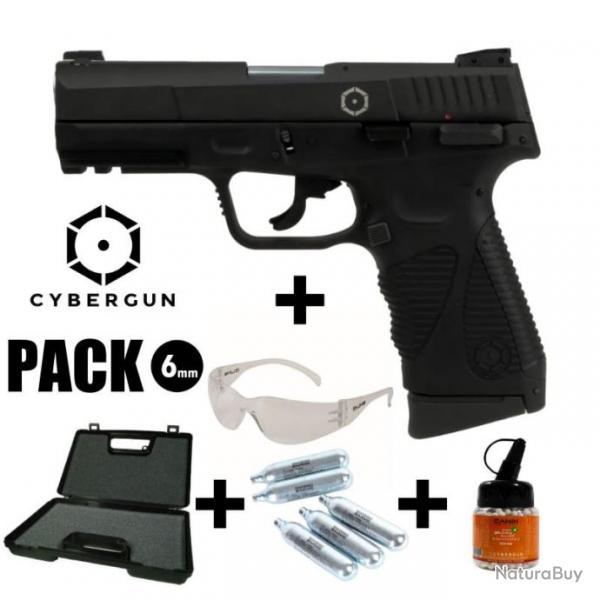 PACK PISTOLET CYBERGUN TAURUS PT24/7 Noir - Culasse mobile - 6 mm BB - CO 1J