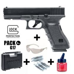 PACK PISTOLET GLOCK 17 Noir - 6 mm BB - CO² 2J