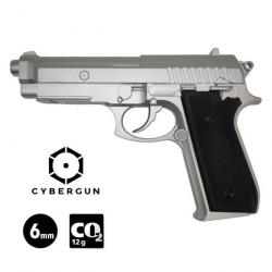 PISTOLET CYBERGUN PT92 Silver - Culasse fixe - 6 mm BB - CO² 0.9J