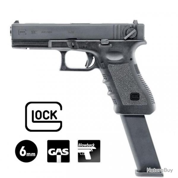 PISTOLET GLOCK 18C FULL AUTO Noir - 6 mm BB - Gaz 1J