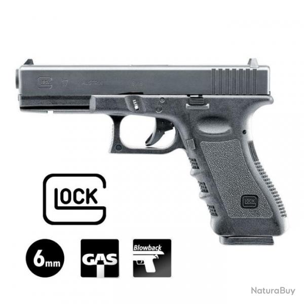 PISTOLET GLOCK 17 Noir - Culasse Aluminium Fraise CNC - 6 mm BB - Gaz 1J