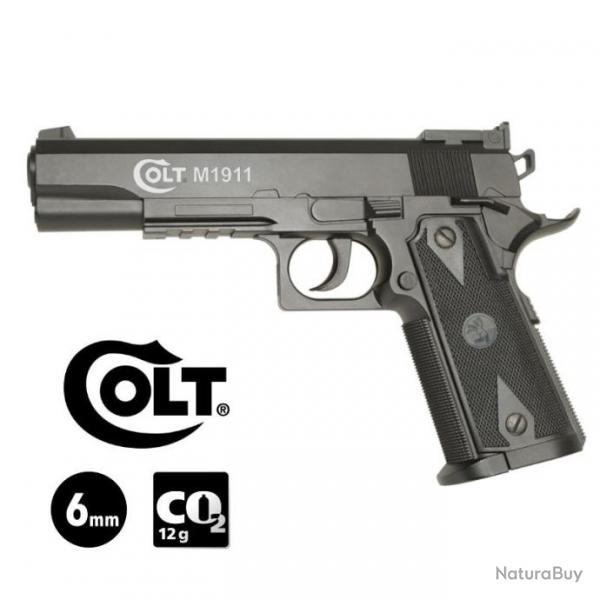 PISTOLET COLT 1911 MATCH Noir - Culasse fixe - 6 mm BB - CO 0.9J