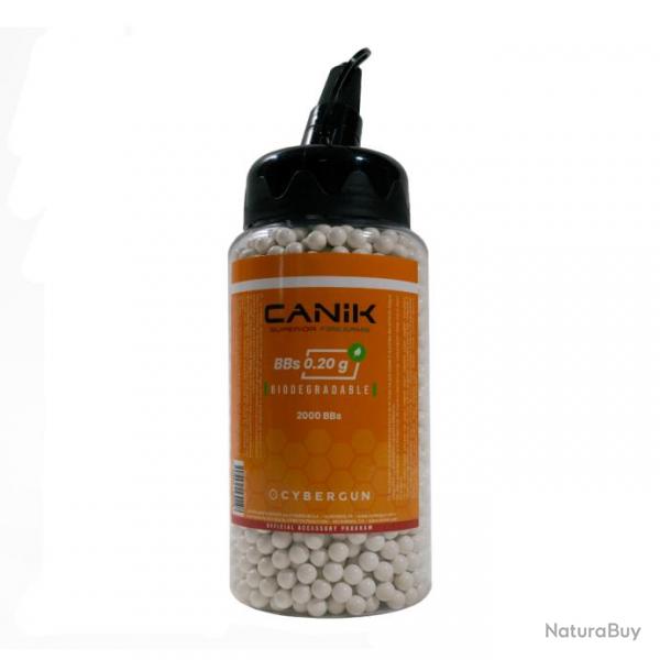 BILLES AIRSOFT BIO CANIK 0,20 g Blanches BOUTEILLE 2000 BBs