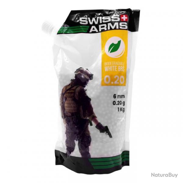 BILLES AIRSOFT BIO SWISS ARMS 0,20 g Blanches SACHET 1KG