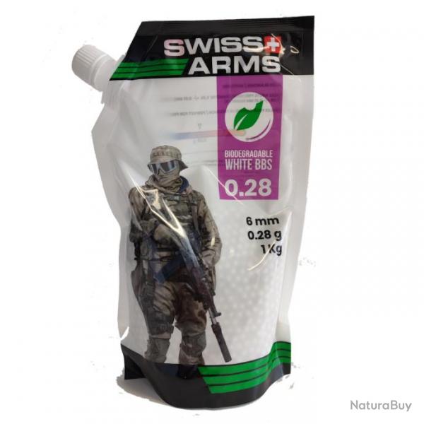 BILLES AIRSOFT BIO SWISS ARMS 0,28 g Blanches SACHET 1KG