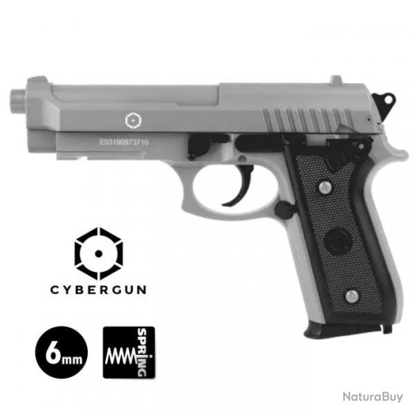 PISTOLET CYBERGUN PT92 Silver - Culasse fixe - 6 mm BB Spring 0.5J