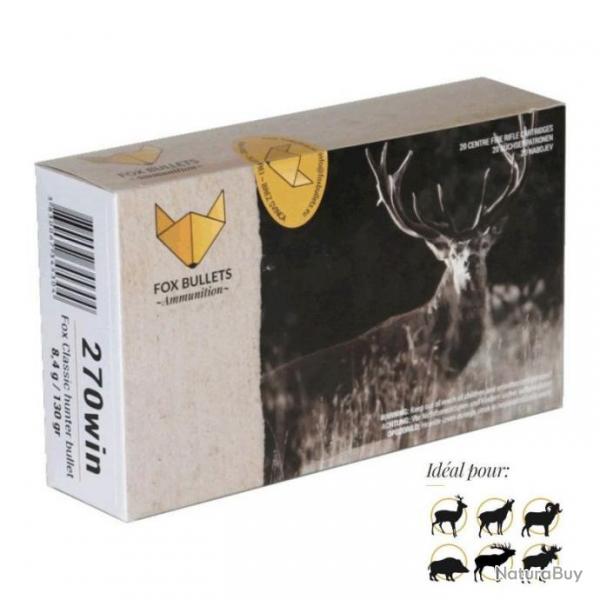 FOX BULLETS 270WIN 130gr CARTOUCHES SANS PLOMB FOX CLASSIC HUNTER (BOITE DE 20)