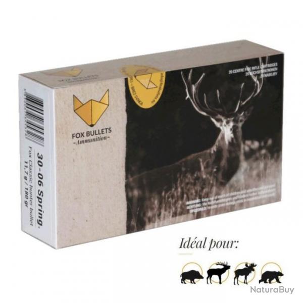 FOX BULLETS 30-06 180gr CARTOUCHES SANS PLOMB FOX CLASSIC HUNTER (BOITE DE 20)