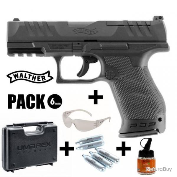 PACK PISTOLET WALTHER PDP COMPACT 4" Black - 6 mm BB CO2