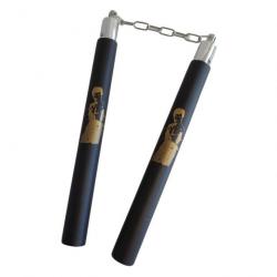 NUNCHAKU PLASTIQUE NOIR MOTIF OR