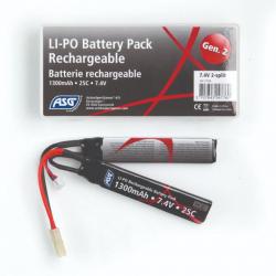 BATTERIE ASG LiPo 7.4V / 1300MAH 2 ELEMENTS - CONNECTEUR Tamiya