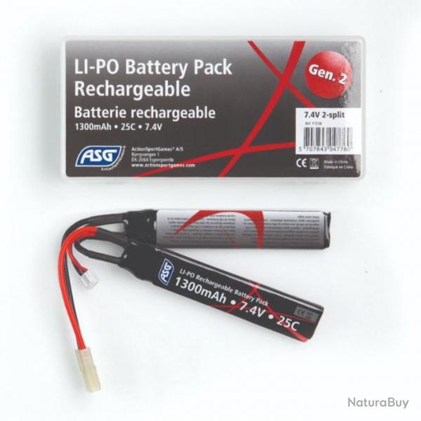 BATTERIE ASG LiPo 7.4V / 1300MAH 2 ELEMENTS - CONNECTEUR Tamiya