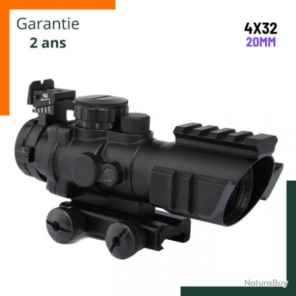 Lunette de vise 4x32 optique avec rticule tri-illumine - Aluminium - Garantie 2 ans