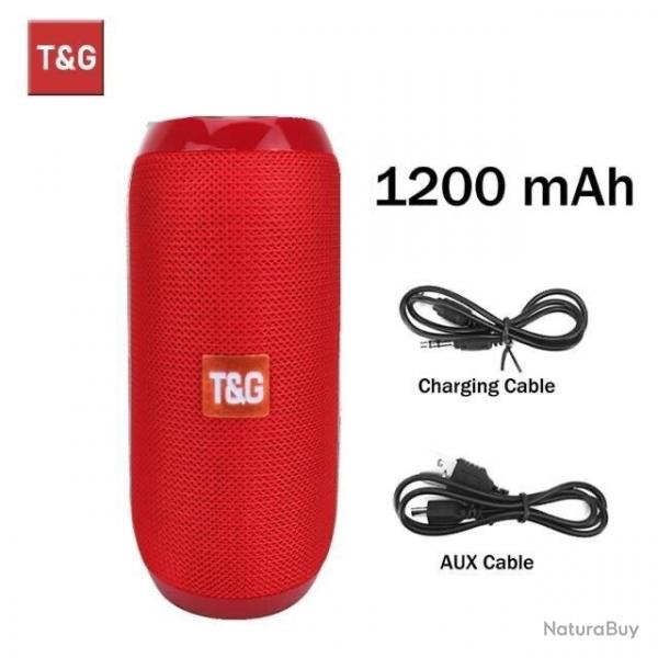 Enceinte Bluetooth Portable TG117 - Caisson de Basse Sans Fil 10W tanche IPX5 Rouge