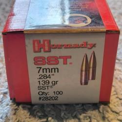 100 ogives 7mm .284 hornady 139 gr SST n° 28202