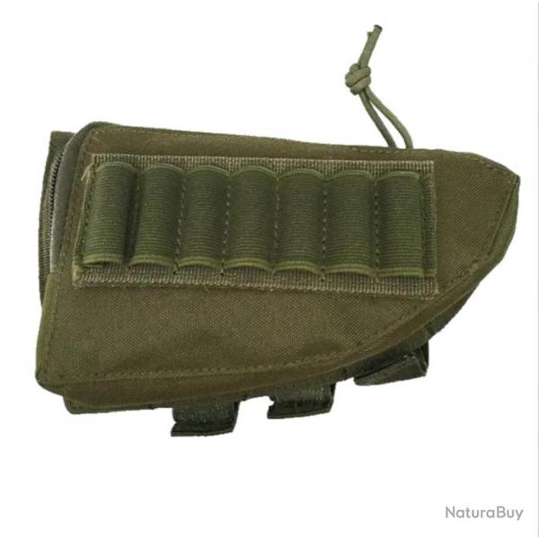 Porte-munitions Tactique pour Fusil de Chasse en Nylon Avec Pochette Vert