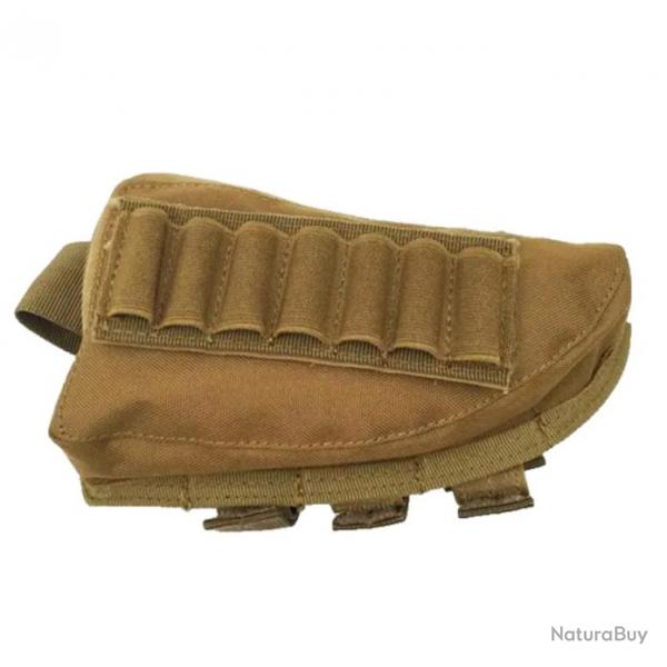 Porte-munitions Tactique pour Fusil de Chasse en Nylon Avec Pochette Kaki