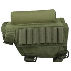 Repose-Joue Tactique avec Porte-Munitions pour Fusil - Chasse & Tir - Ambidextre Vert