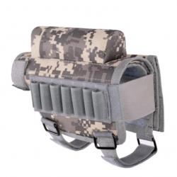 Repose-Joue Tactique avec Porte-Munitions pour Fusil - Chasse & Tir - Ambidextre ACU