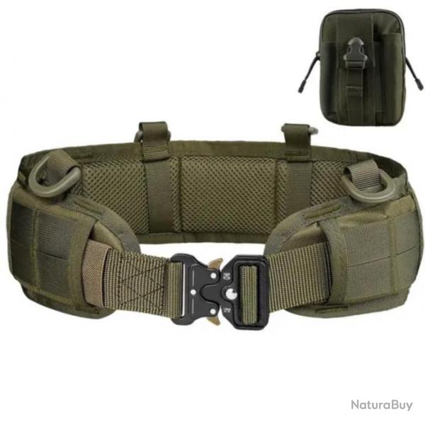 Ceinture Tactique Rembourre Rglable Multifonction + Pochette Escalade Chasse Tir Randonne Vert