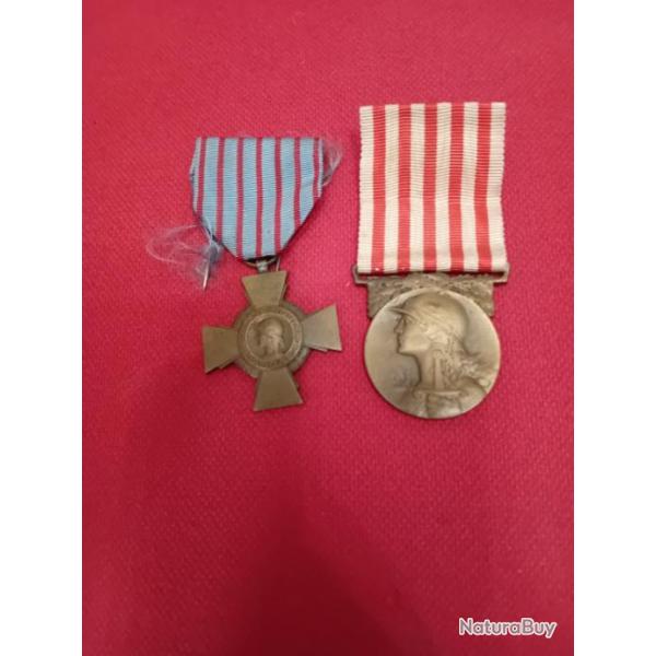 FRANCE WWI Croix du combattant et mdaille 14/18