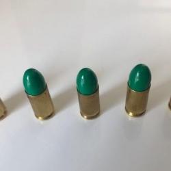 Inédit - UNE (1) Cartouche 9mm neutralisée Laiton Ogive ARES verte foncée