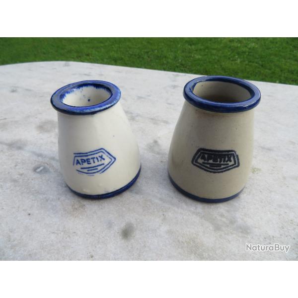 VINTAGE - Ancienne paire de pot  moutarde de marque "APETIX" - FRANCE  (Vers 1950)