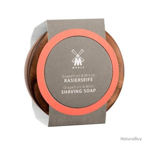 Bol  raser en bois avec savon 65 g, Base pamplemousse/menthe [Mhle]