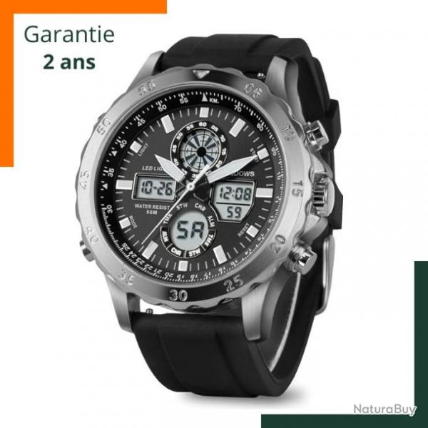 Montre multifonctions - Homme - Etanche 50m - Rtro-clairante - Garantie 2 ans