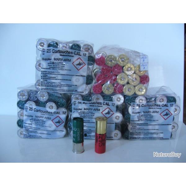 LOT DE CARTOUCHE CALIBRE 12 ACIER  MAGNUM N 1+2- 3+4