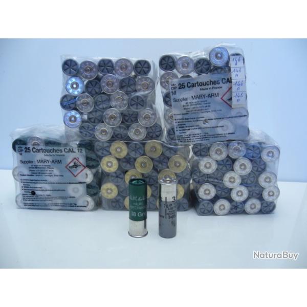 LOT DE CARTOUCHE CALIBRE 12 ACIER  MAGNUM N 1+2 - 2+3 - 3