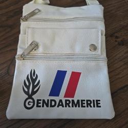 Pochette Sacoche 18x14cm blanche Gendarmerie