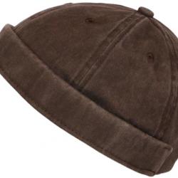 Bonnet Docker Marron Chocolat Denim Coton Mode Miki Marin Kyroak Taille unique Marron