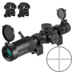 Lunette de visée 1-5x24 Colliers 20mm compacte grossissement 1-5x chasse tir airsoft AR15 étanche