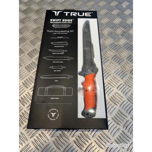 couteau true swift edge neuf avec 4 lame remplaable differentes chasse peche