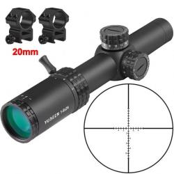 Lunette 1-5x24 AR15 Colliers 20mm chasse tir airsoft tube 30mm grossissement 1-5x étanche compacte