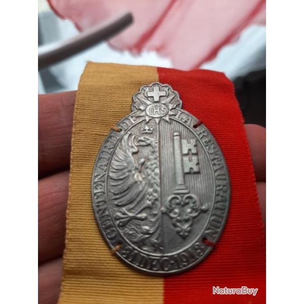 Mdaille Centenaire de la Restauration Genevoise. 31 dcembre 1913.