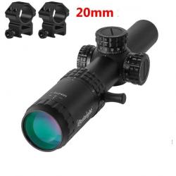 Lunette Bestsight 1-5x24 réticule rouge vert Colliers 20mm grossissement ajustable AR15 chasse tir